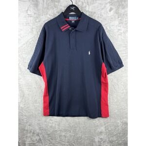 Polo Ralph Lauren Zip Snap Collar Polo Club Shirt Blue Mens Large Tall‎ Cotton